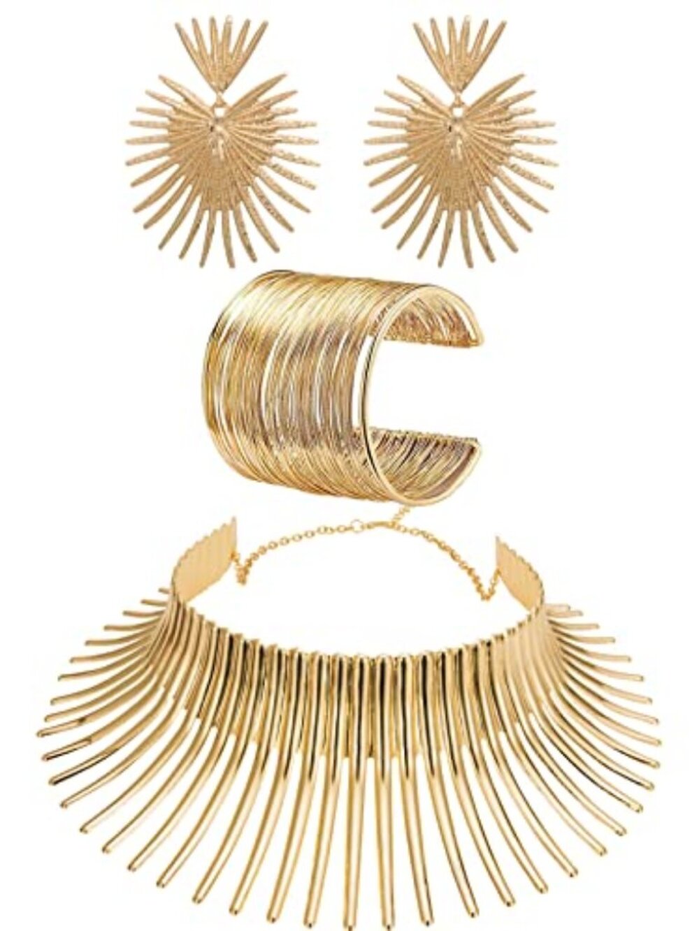 New - African Collar Choker Necklace Earrings Bangle Set‎ for Women Statement